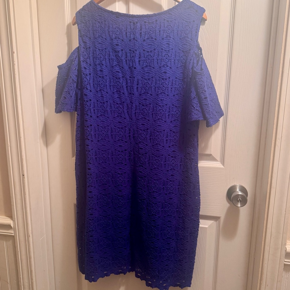 Ronni Nicole Royal Blue Cold Shoulder Lace Dress Size XL - Picture 6 of 7